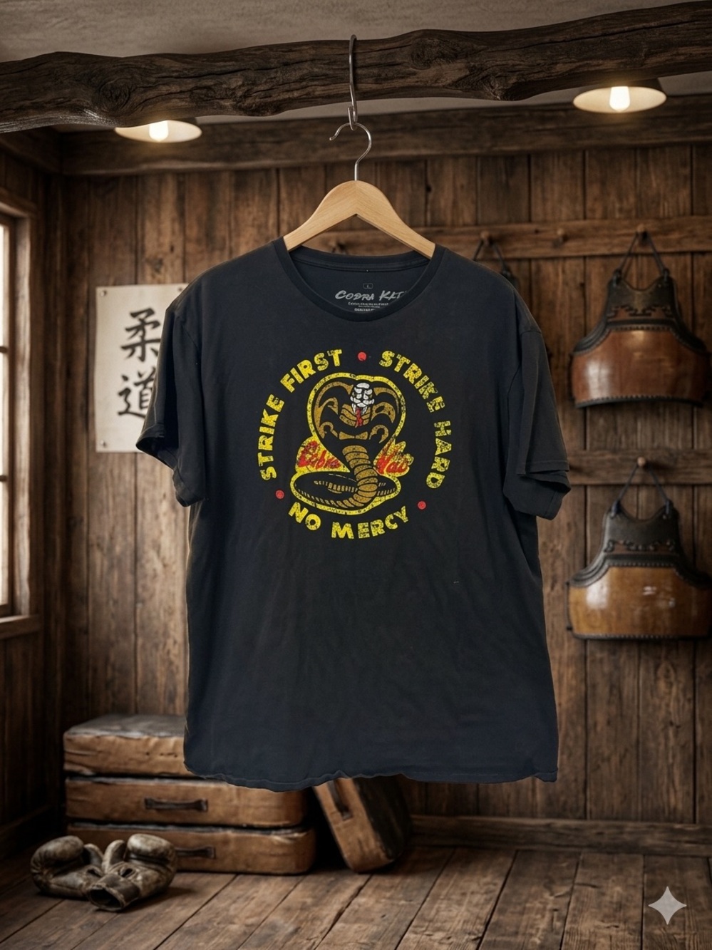 Cobra Kai 'Strike First' Black Graphic Tee